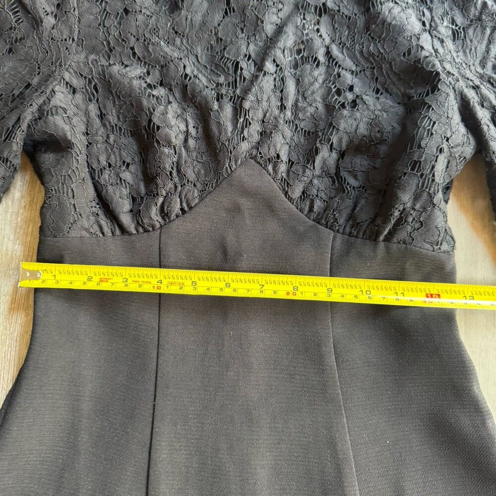 ASOS Mini Dress Black Sz 0 High Neck Skate Lace Insert & Lace Sleeves Stretch - Picture 4 of 16